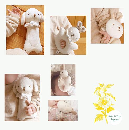 Super Soft 100% Organic Cotton Baby Rabbit Shaped Doll Plush Toy 