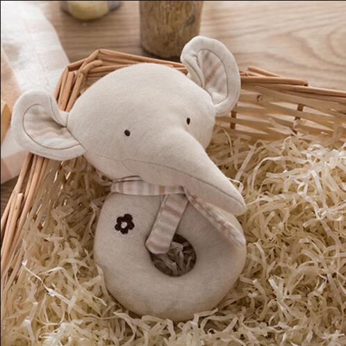 wholesale dropshipping Baby organic cotton elephant / rabbit / bear hand BB stick hand grab rattle stick set baby comfort toys 