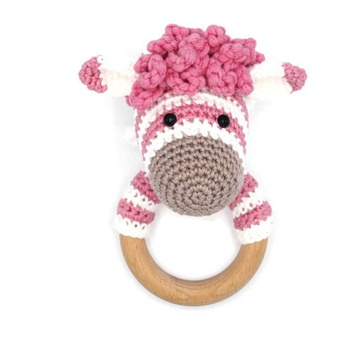 baby crochet unicorn toy amigurumi wooden teeth rattle toy 