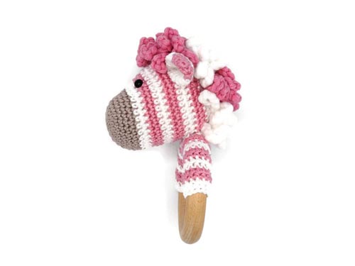 baby crochet unicorn toy amigurumi wooden teeth rattle toy 