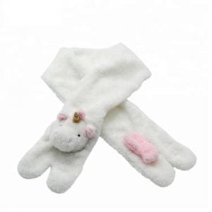 Lovely White Baby Plush Stuffed Unicorn Scarf with Stuffed Animal Head 