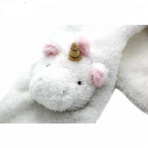 Lovely White Baby Plush Stuffed Unicorn Scarf with Stuffed Animal Head 