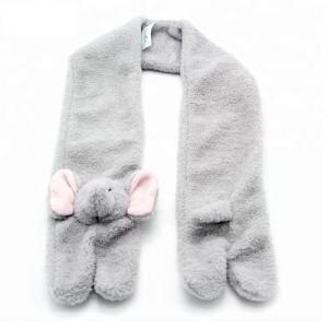 Customized Grey Plush Stuffed Elephant Head Baby Animal Shape Scarf 