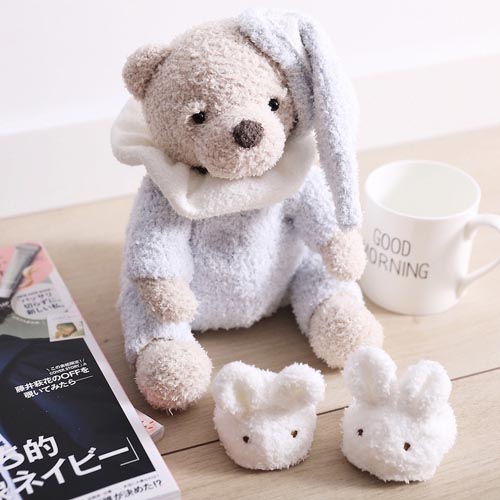  Soft Plush Toy Wearing gray pajamas stuffed teddy bear pajamas 