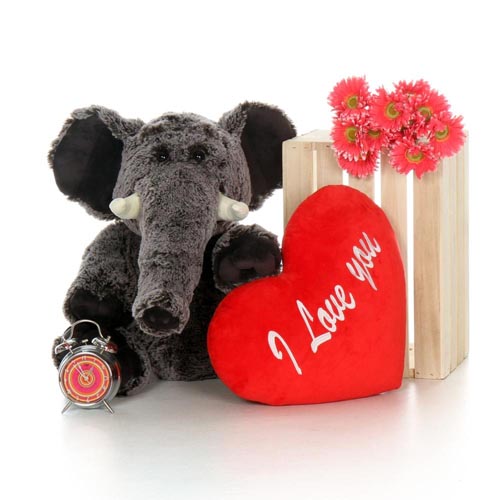 Newest Giant Elephant Pillow Enormous Elephant Stuffed animal Toys With Red Heart