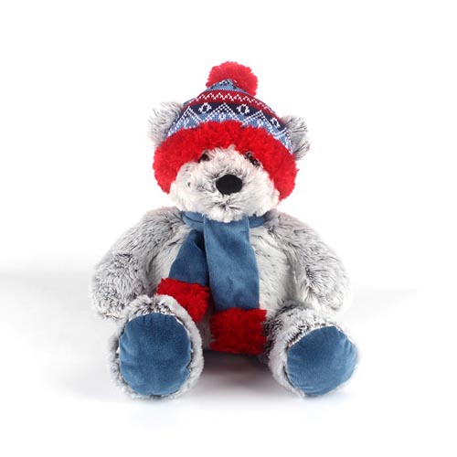 New 2020 Christmas Birthday Gifts Peluche Gray Soft Stuffed Animal Teddy Bear Plush Toy WIth Hat Scarf 