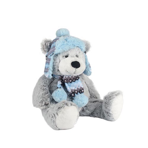 Custom Gray Classic Valentine Birthday Gifts Soft Stuffed Animal Teddy Bear Plush Toy With Hat And Scarf 