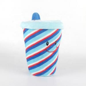  2020 Wholesale Creative Plush Toy Pillow Cute Blue Stripe Drink Cup for Room Decoration Comfort Doll Creation Pillow 