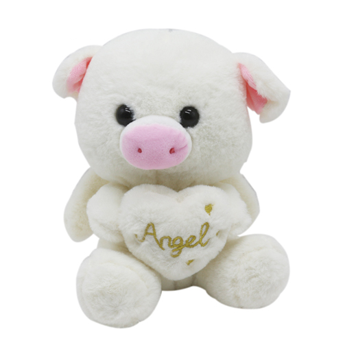 Soft stuffed toy animal with heart wholesale custom white pig plush toy 