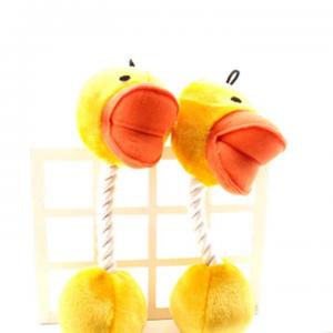 Customised Cute Duck Top Rope Dog Toys Plush Stuffed Squeaky Dog Chew Toys