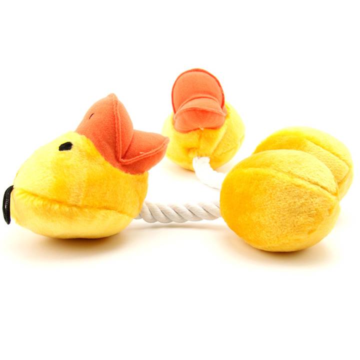 Customised Cute Duck Top Rope Dog Toys Plush Stuffed Squeaky Dog Chew Toys
