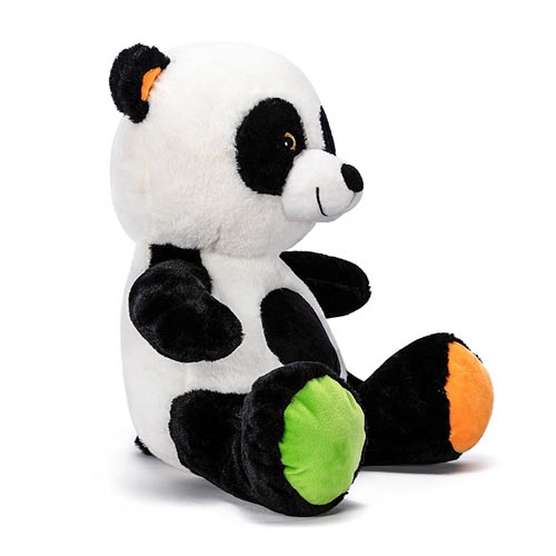  soft panda toy with green ears and feet