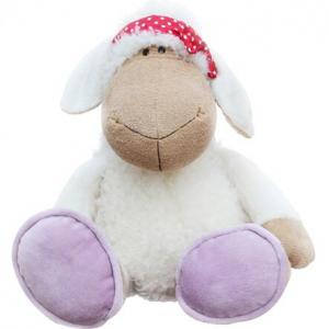 kawaii cartoon plush animal stuffed cute sheep toy with blue and red scarf
