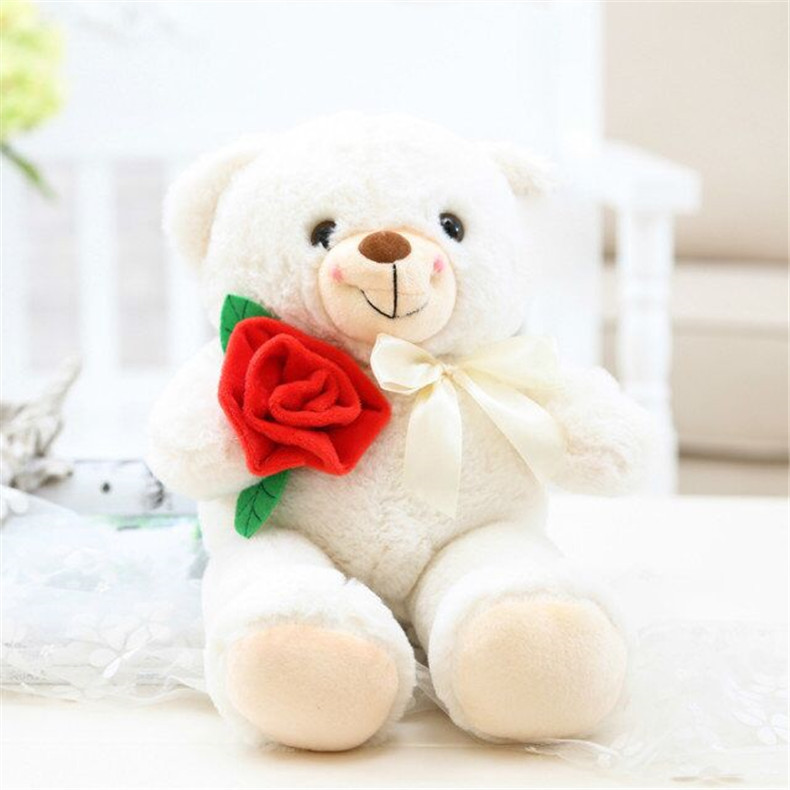 New Design Customize 25CM Cute Teddy Bear Stuffed Animal Fluffy Rose Bear Doll Soft Toy Valentine's Gift