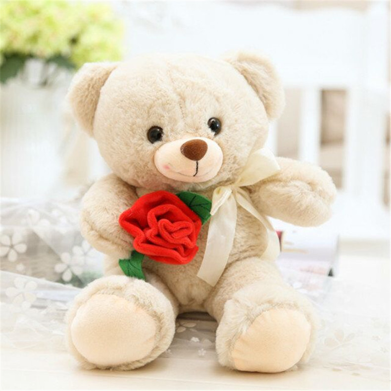 New Design Customize 25CM Cute Teddy Bear Stuffed Animal Fluffy Rose Bear Doll Soft Toy Valentine's Gift